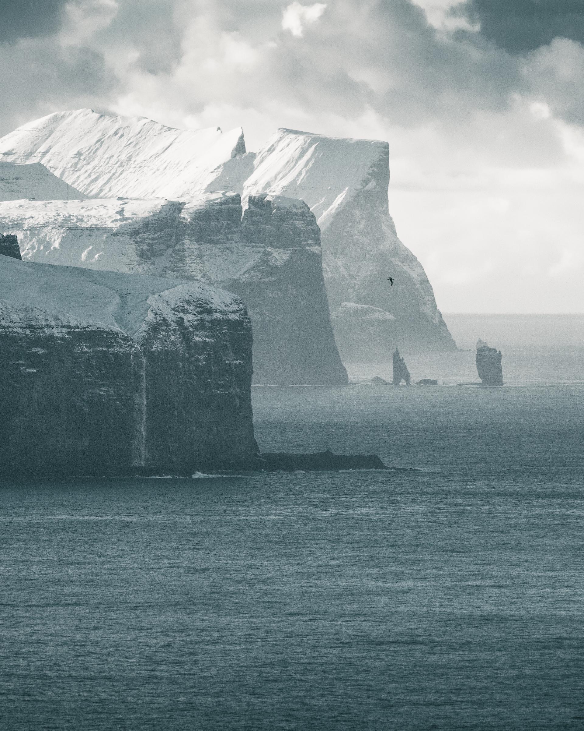 Veiw from Kalsoy, Kallurin during winther. Giant and the witch